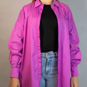 CAMISA FEMININA AMPLA OVERSIZED ROSA ORQUIDEA M