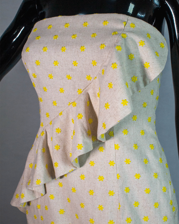 VESTIDO JUSTO CURTO LINHO/AMARELO M - Imagem 2