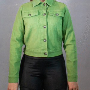 JAQUETA FEMININA TRUCKER VERDE JADE FLOR DE LIS P