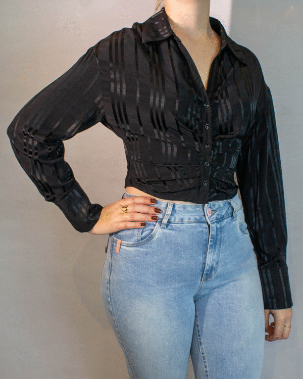 CAMISA FEMININA CROPPED FLOR DE LIS P - Imagem 3