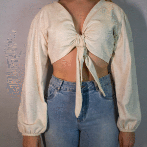 BLUSA FEMININA CROPPED COM MANGAS INDULTO