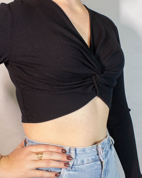 TOP CROPPED FEMININO FLOR DE LIS PRETO G - Imagem 5