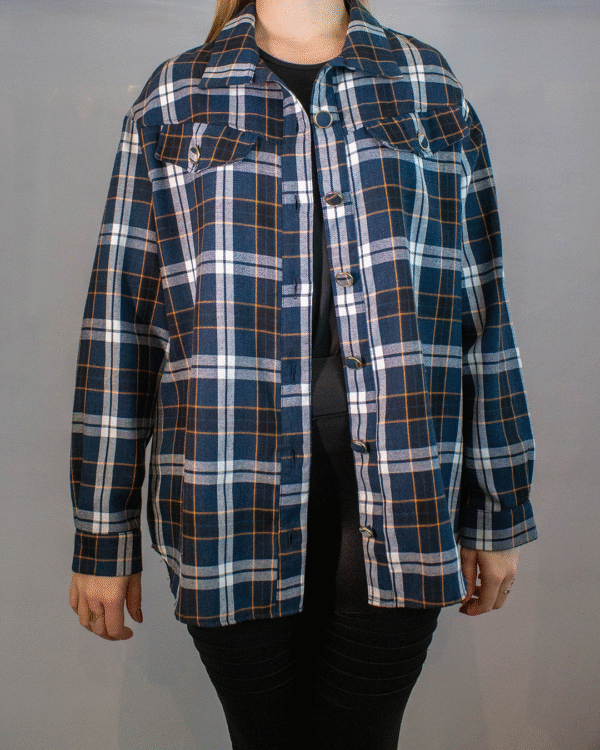 CAMISA AMPLA OVERSIZED XADREZ FLOR DE LIS M - Imagem 4