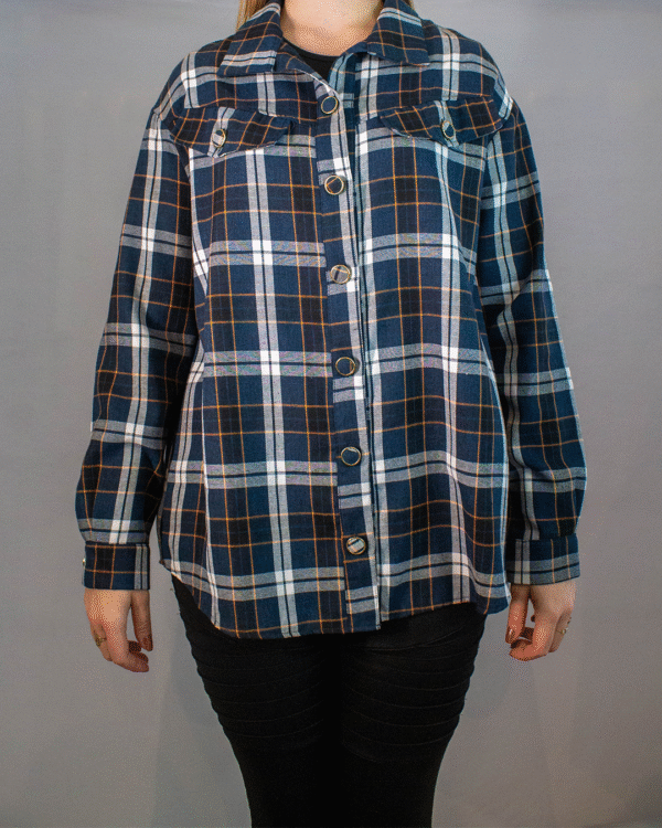 CAMISA AMPLA OVERSIZED XADREZ FLOR DE LIS M