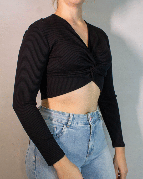 TOP CROPPED FEMININO FLOR DE LIS PRETO G - Imagem 2