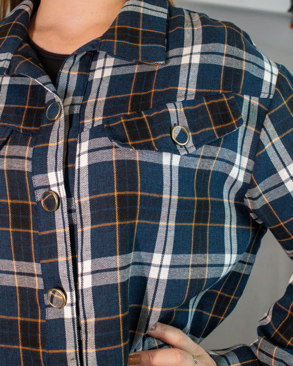 CAMISA AMPLA OVERSIZED XADREZ FLOR DE LIS M - Imagem 2