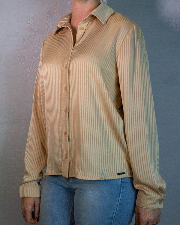CAMISA LISTRADA M BEGE PILAR - Imagem 5