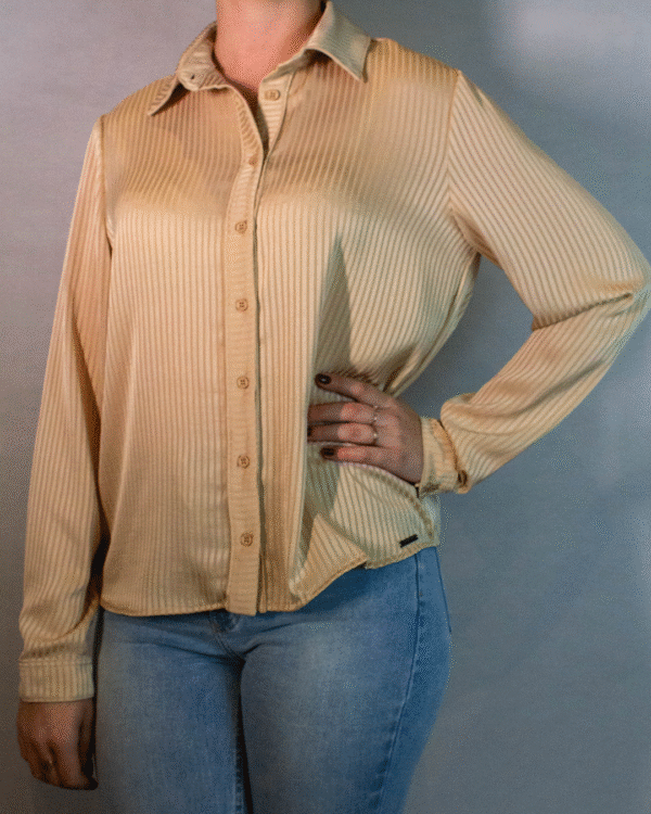 CAMISA LISTRADA M BEGE PILAR - Imagem 3