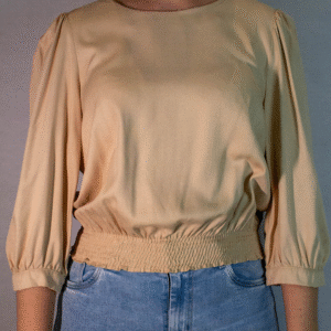 BLUSA FEMININA SOLTA FLOR DE LIS BEGE P