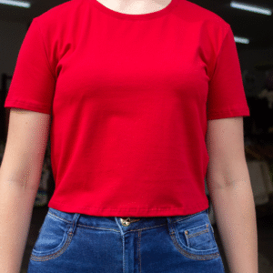 T-SHIRT CROPPED FEMININA FLOR DE LIS CEREJA ALINE