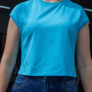 BLUSA SOLTA FEMININA FLOR DE LIS AZUL MAR