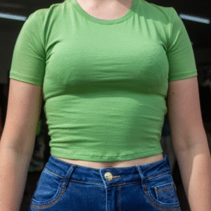 T-SHIRT CROPPED FEMININA FLOR DE LIS VERDE COQUEIRO P