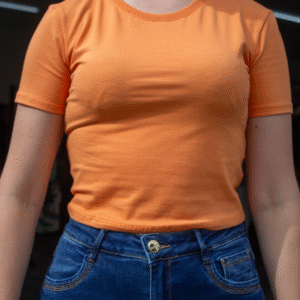 T-SHIRT CROPPED FEMININA FLOR DE LIS LARANJA AMBAR